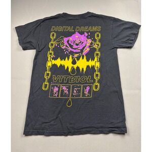 Vitriol Mens Digital Dreams Rose Graphic T-Shirt Black Small Streetwear Tee